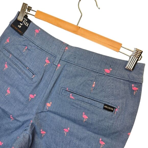 NWT Hollister Men's 28 Blue Pink Epic Flex Flamingo Flat Front Shorts 7" - Picture 10 of 15